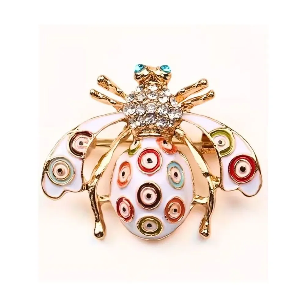 NWT Baroque Style Vintage Inspired Enamel Brooch Bee Design Lapel Pin Golden